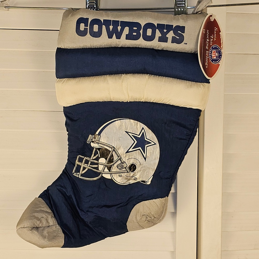 NWT Russ‎ Berrie NFL Dallas Cowboys Plush Puffer Christmas Stocking 15x9